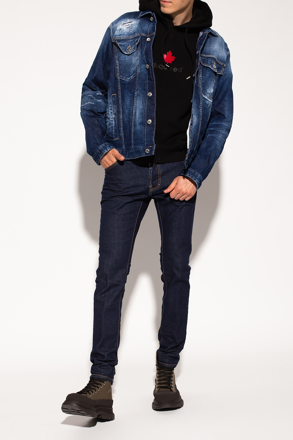 Dsquared2 Xander Zhou high-shine denim shirt Blau